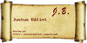 Justus Bálint névjegykártya